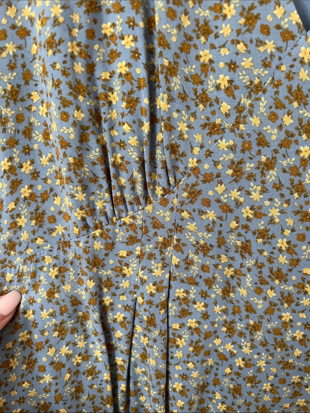 Bonita Dress NWT Medium Blue Floral Ditzy Print Rayon Midi Maxi Dress Pockets - Picture 3 of 11